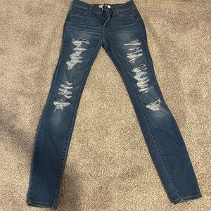 retro super skinny jeans that are also quite stretchy, size 25 waist